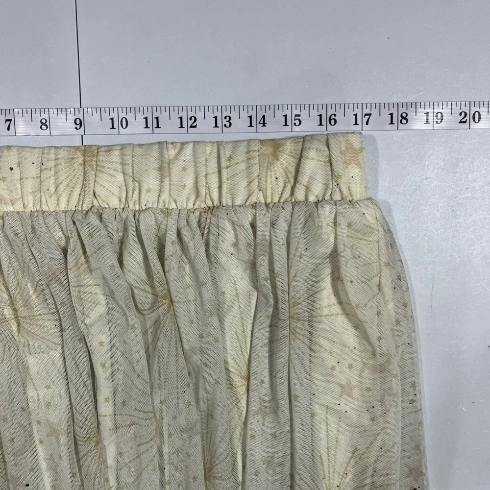 Torrid Whimsigoth Celestial Gold Star Moon Mesh Midi Skirt Cream Womens 1X Boho